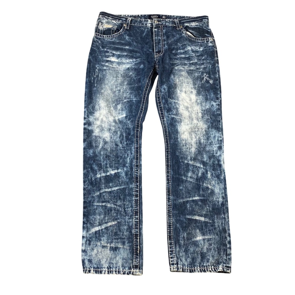 Parish Nation Jeans Mens 40x33 Y2K Acid Wash Baggy Hip Hop Distressed Denim